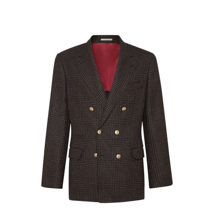 MAYFEYR - Brunello Cucinelli - Prince Of Wales One-And-A-Half Breasted Blazer With Metal Buttons - MV4167BPDG