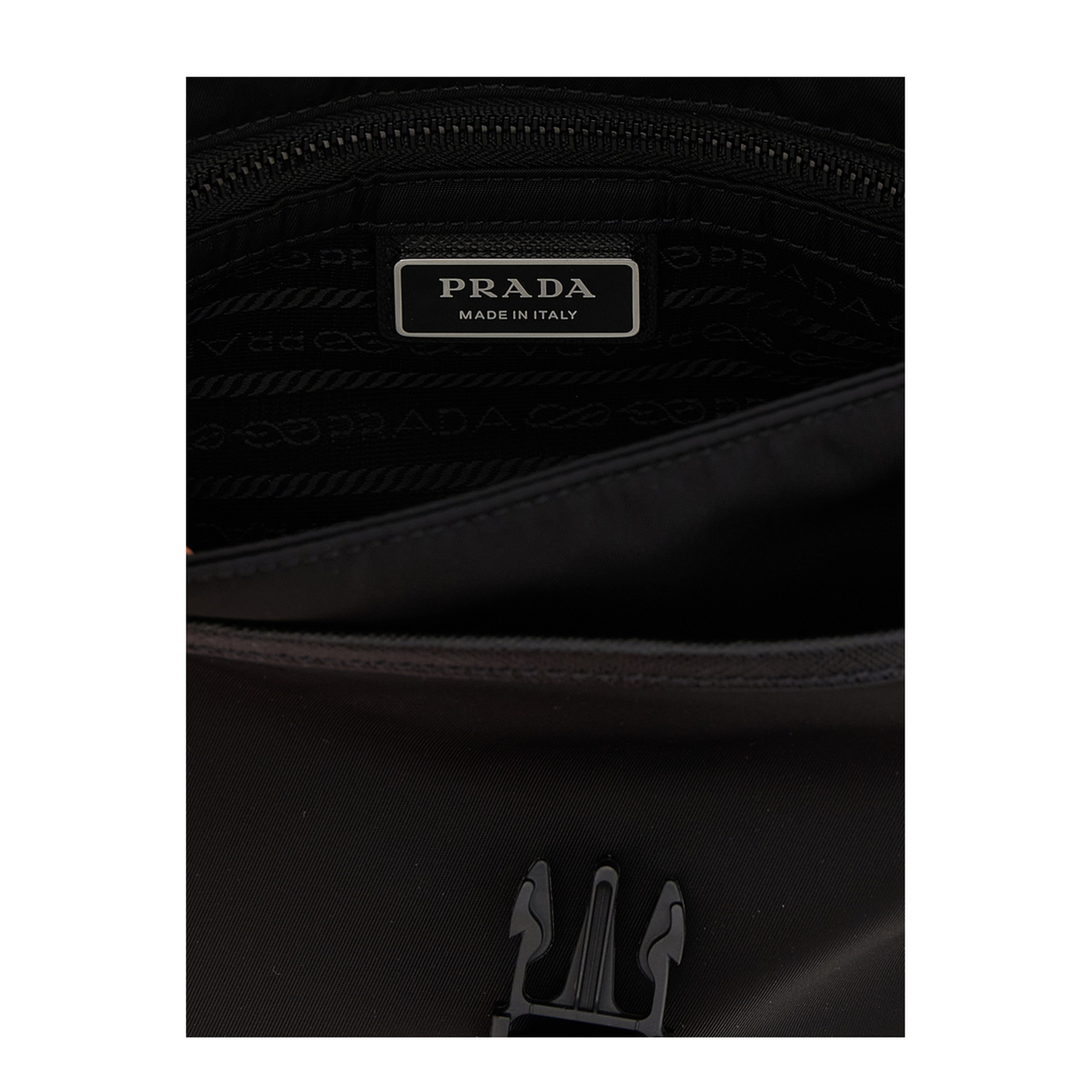 Black Re-nylon And Saffiano Leather Shoulder Bag