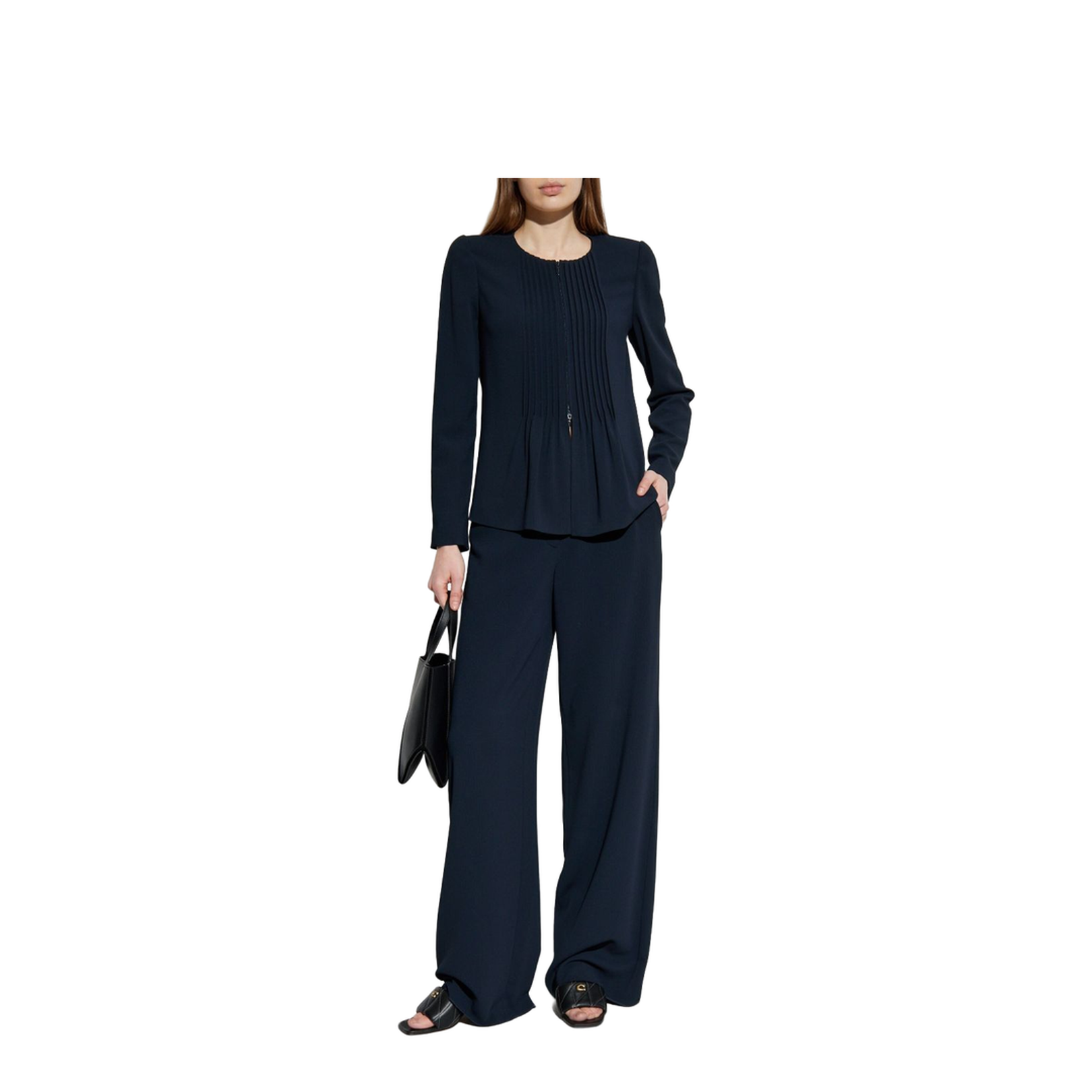 Palazzo Trousers in Fluid Armure Fabric