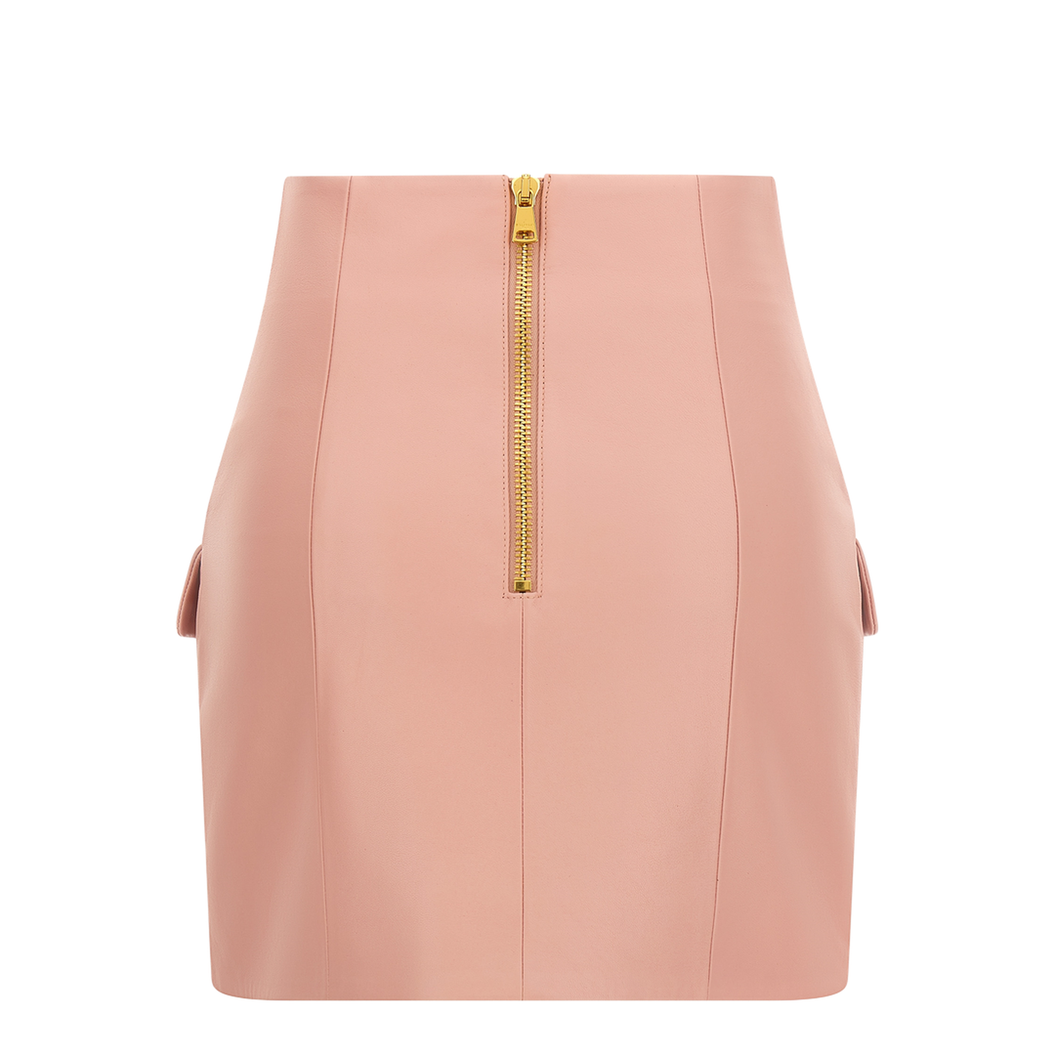 Short Lambskin Skirt with Buttons