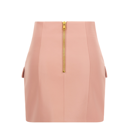 Short Lambskin Skirt with Buttons