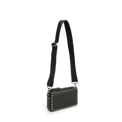 Grained Leather Rockstud Shoulder Bag