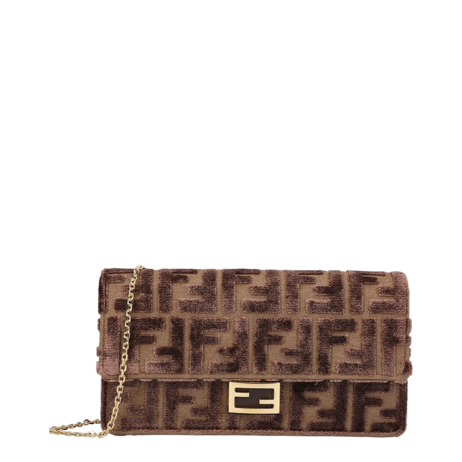 Brown Crossbody Bag with All-Over FF Motif