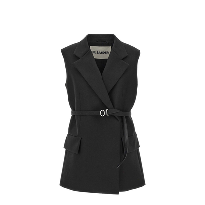 Belt Wool Vest Black