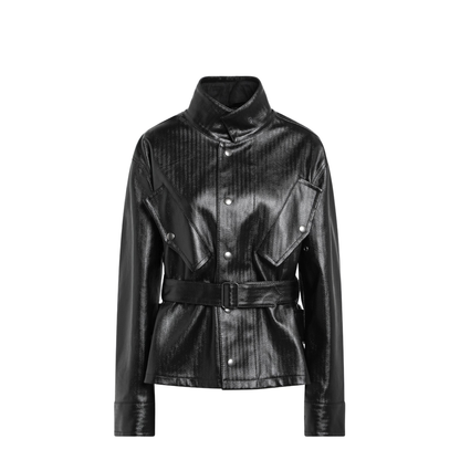 Black Cotton Belted Jacket