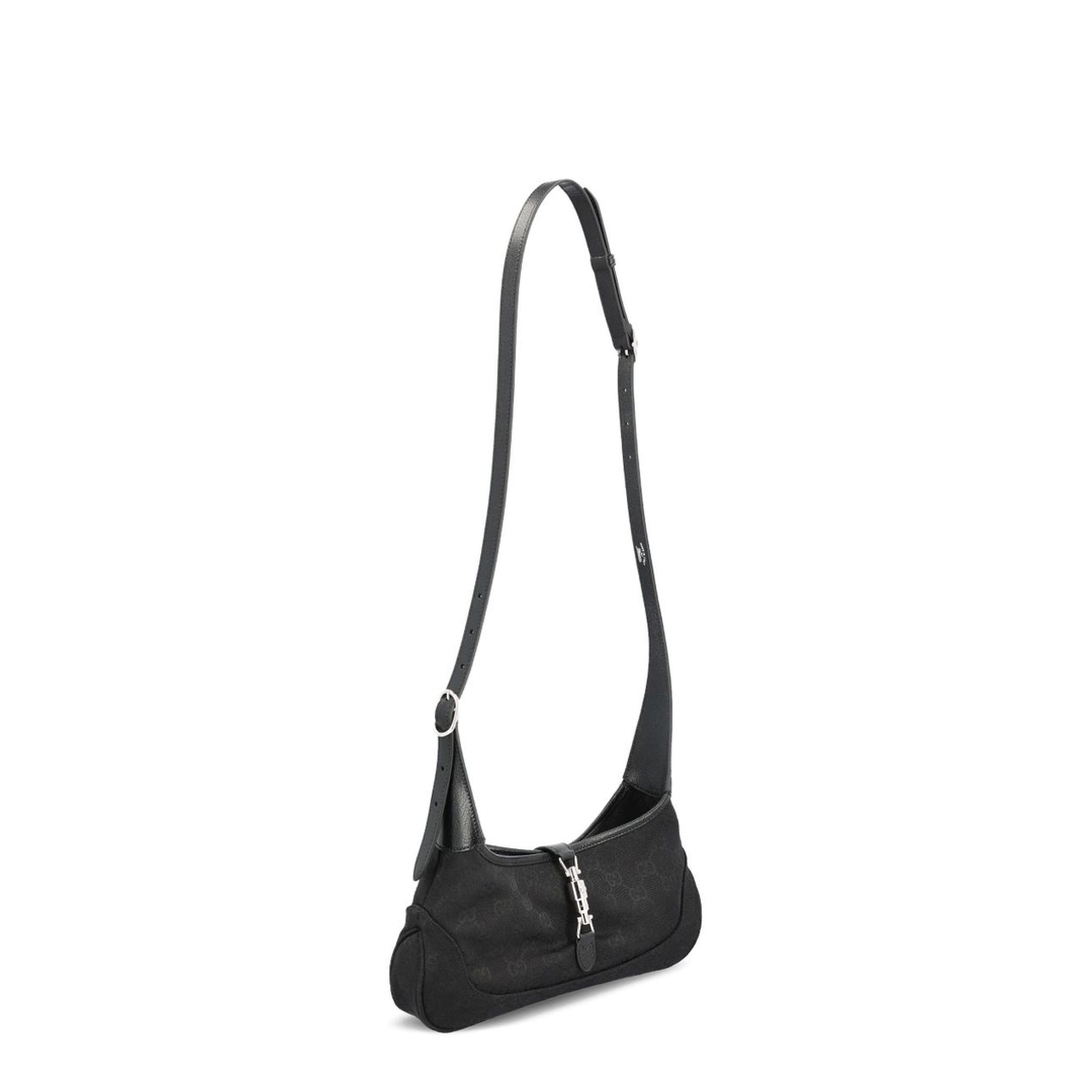 Jackie Slim Medium Canvas Shoulder Bag - Black