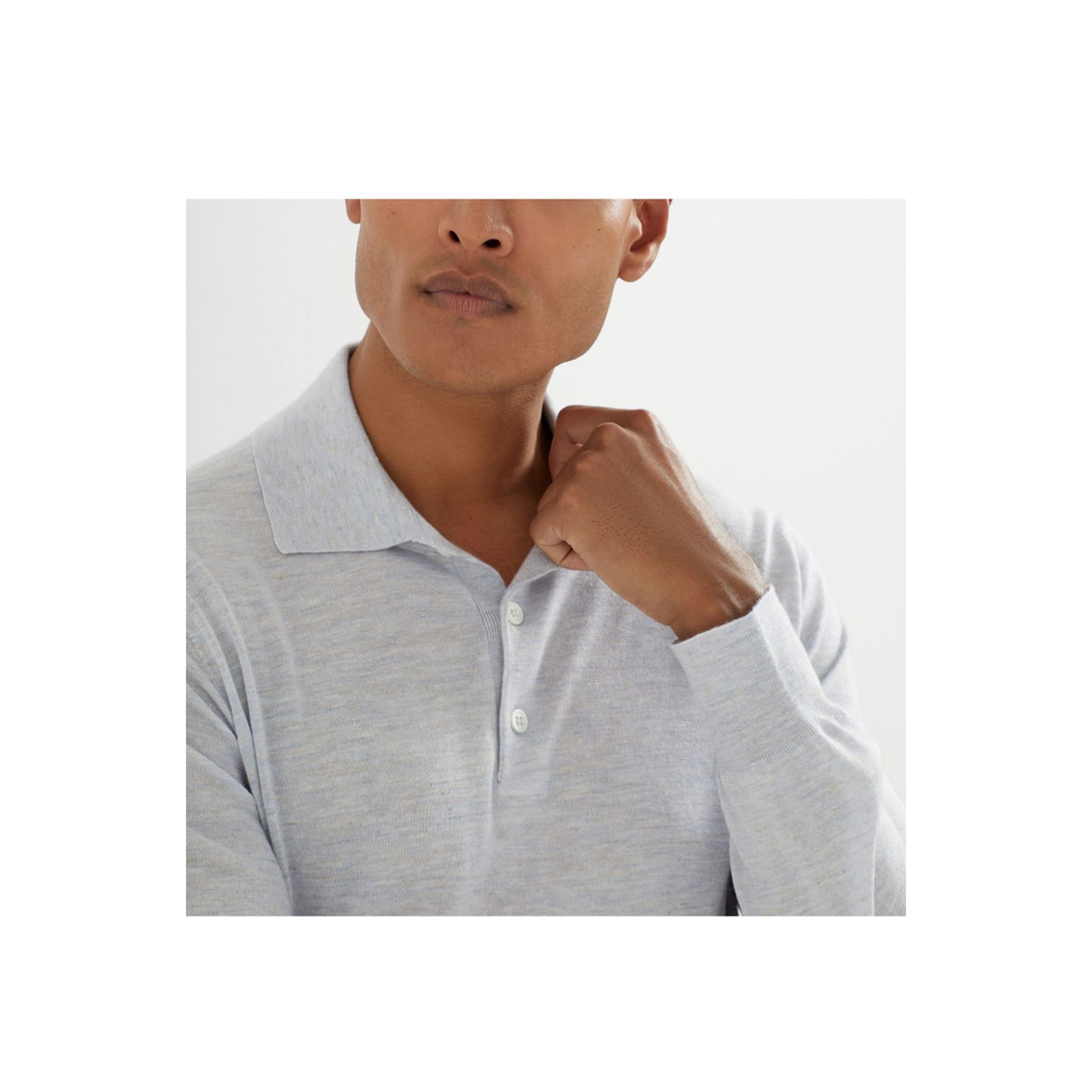 Lightweight Cashmere Silk and Linen Knit Polo Shirt