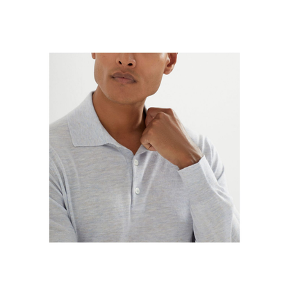 Lightweight Cashmere Silk and Linen Knit Polo Shirt