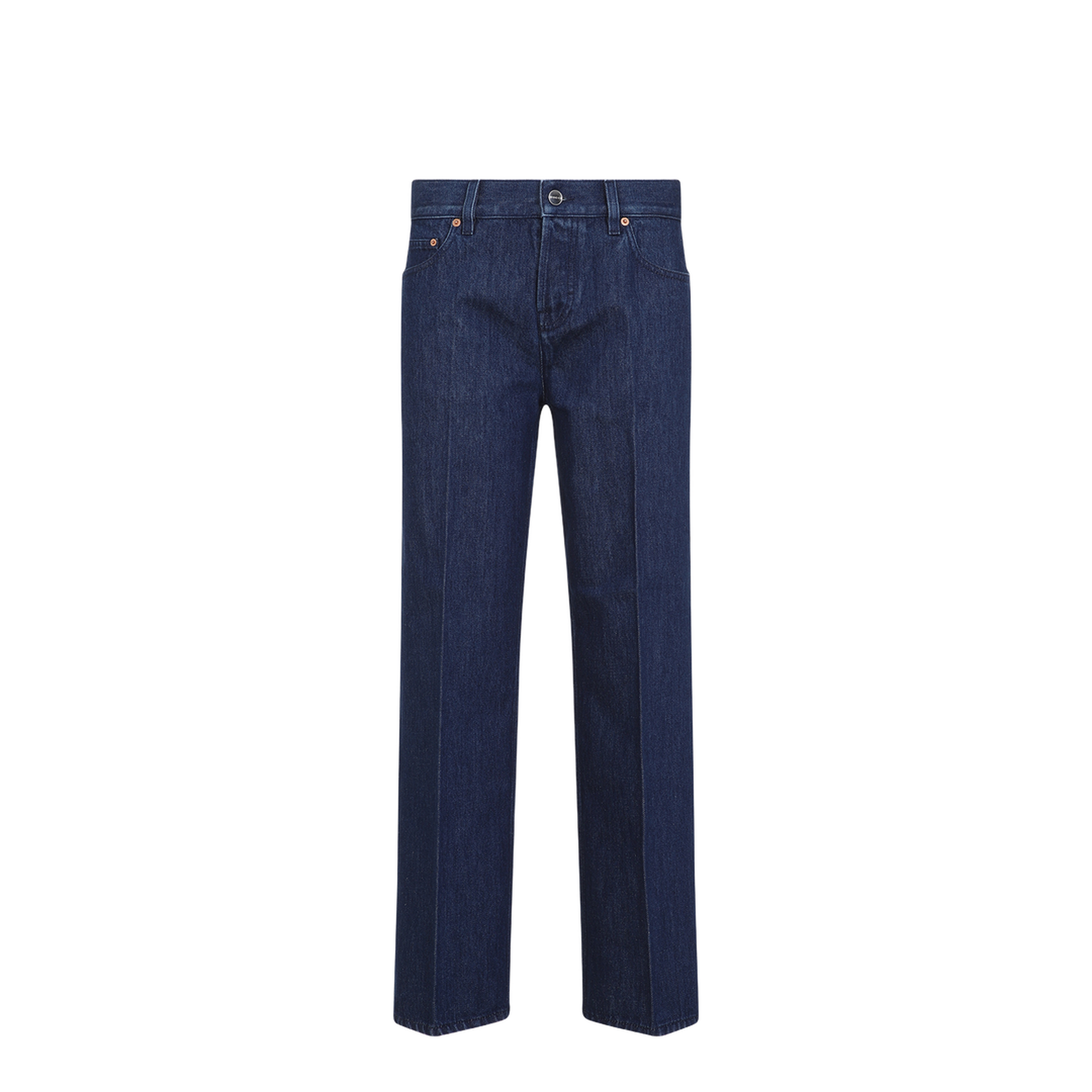 Straight Fit Denim Pants in Dark Blue