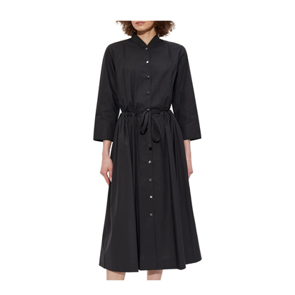 Black Cotton Dress with Belt