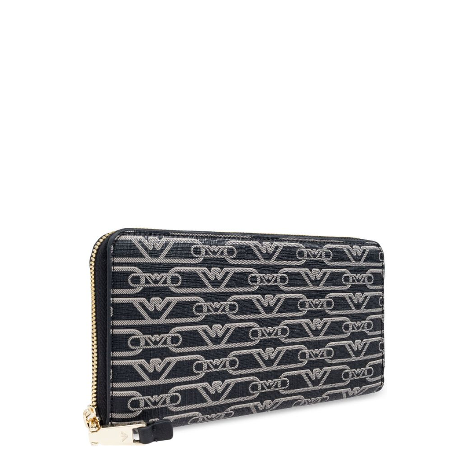 Zip-around wallet with all-over monogram print