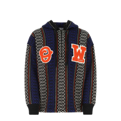 Embroidered Wool Blend Oversize Sweater