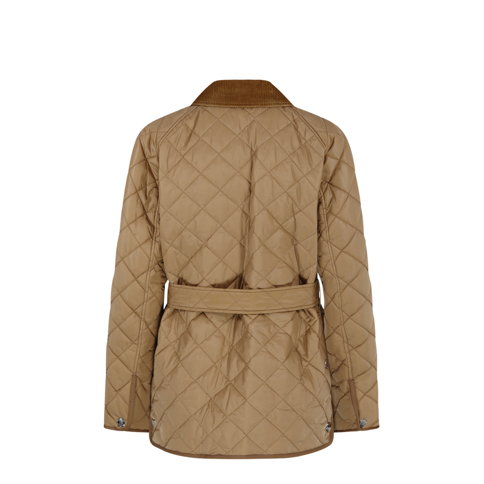 Quilted Nylon Jacket with Corduroy Collar
