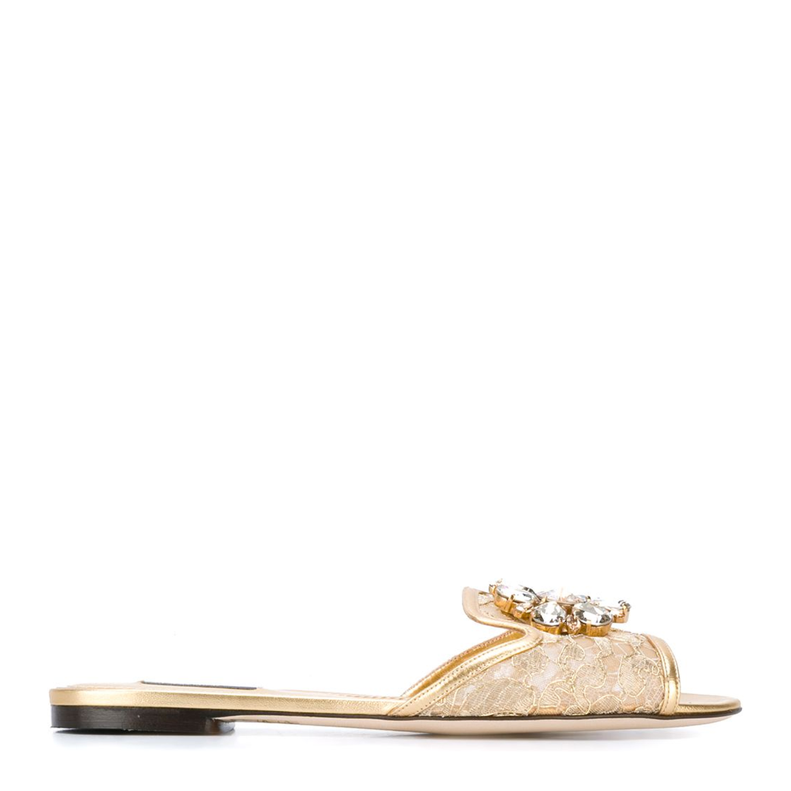 Crystal-Embellished Lace Sandals