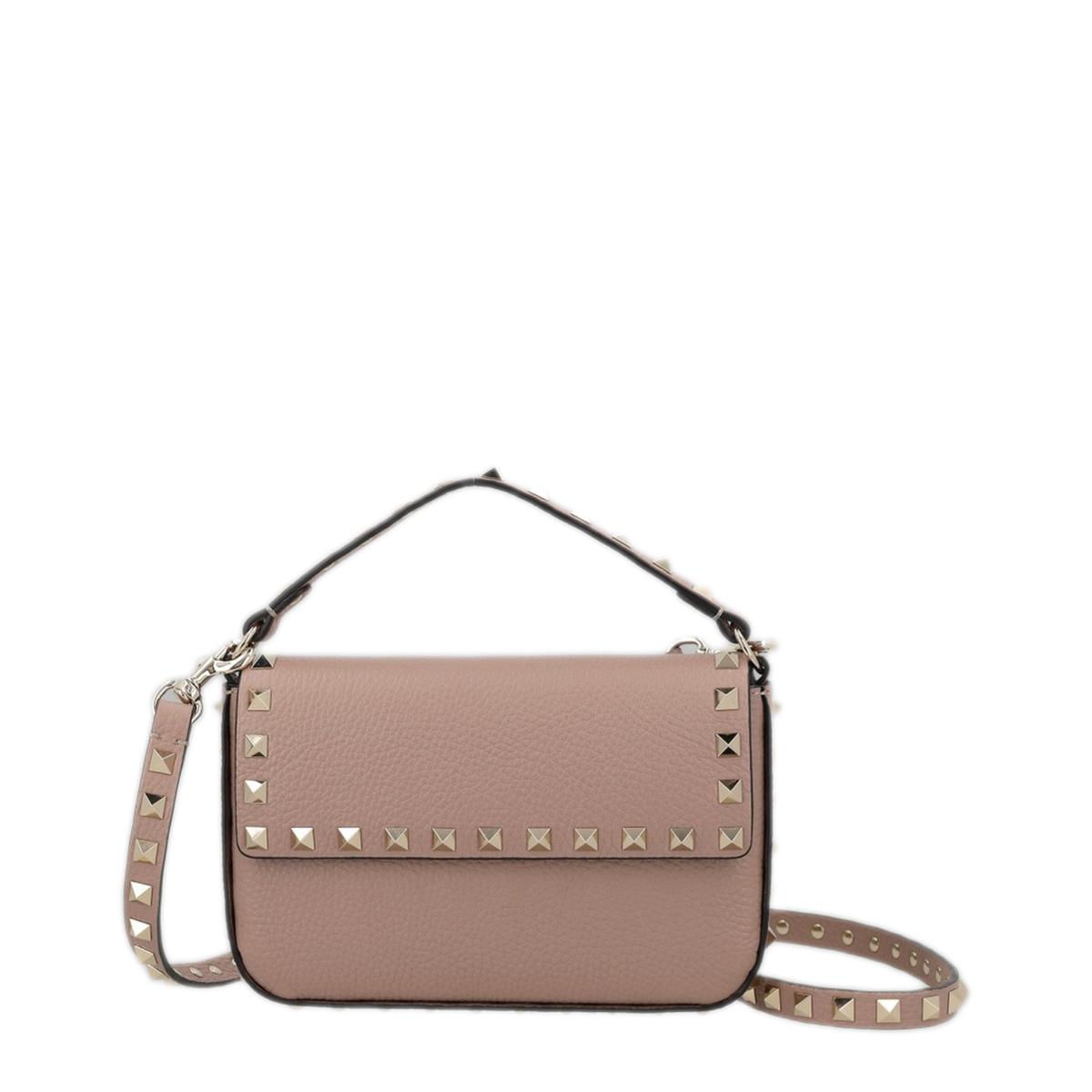 Rockstud Grainy Calfskin Pouch - Poudre