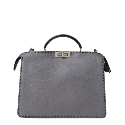 Peekaboo ISeeU Medium Leather Top Handle Bags - Gray