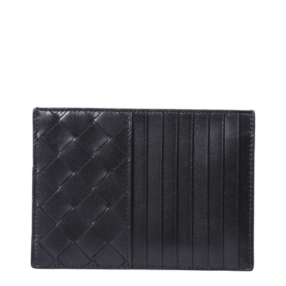 Intrecciato Leather Card Holder - Black