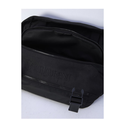 Black Nylon Crossbody Bag with Leather Trims