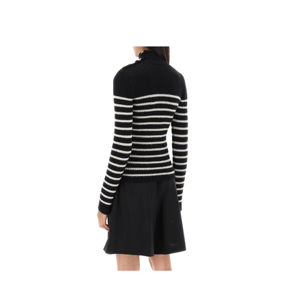 Stripe Sleeveless Pullover Black