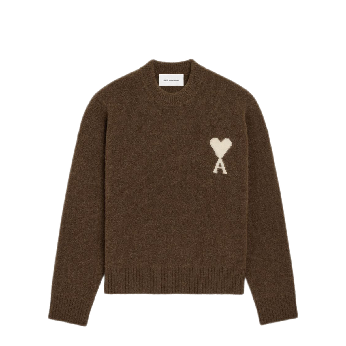MAYFEYR - Ami Paris - Brown Crew Neck Long Sleeve Sweater - UKS836KN0135A362