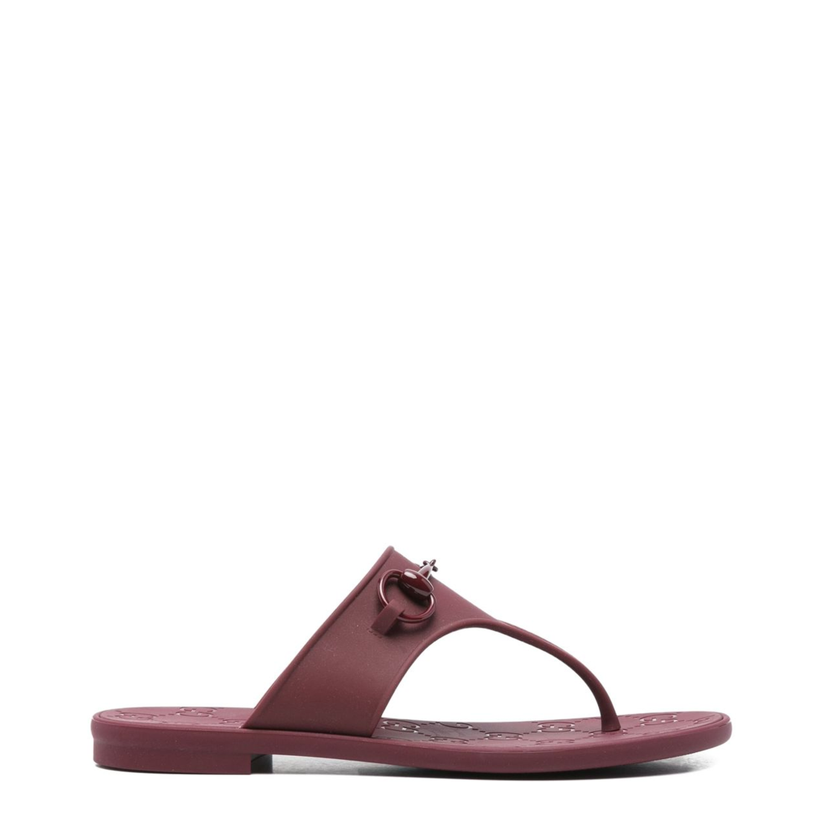 Thong Sandal with Horsebit in Rosso Ancora Rubber