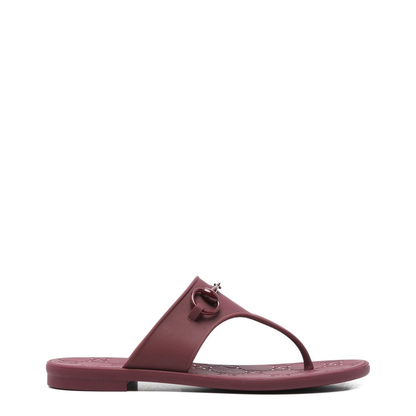 Thong Sandal with Horsebit in Rosso Ancora Rubber