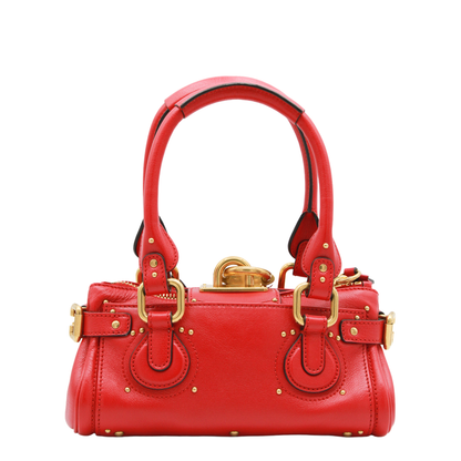 Paddington Small Grained Buffalo Leather Shoulder Bag - Tulip Red