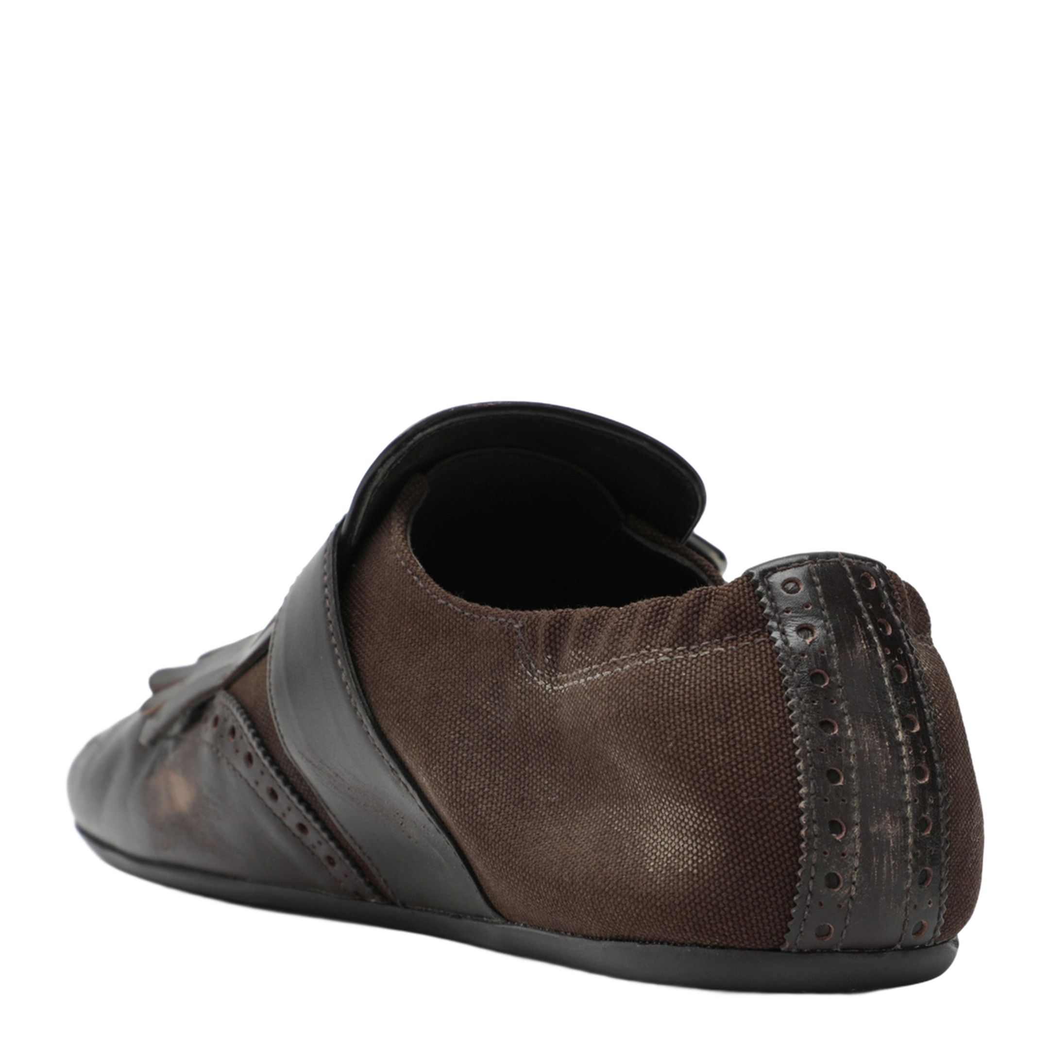 Dark Brown Leather Shuffle Buckle Shoes