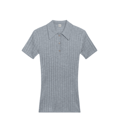 MAYFEYR - Toteme - Grey Mélange Ribbed Cashmere And Silk Polo - 263-WRT0835YA0293074