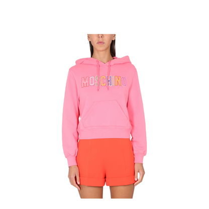 Fantasy Print Fucsia Embroidered-Logo Hooded Sweatshirt