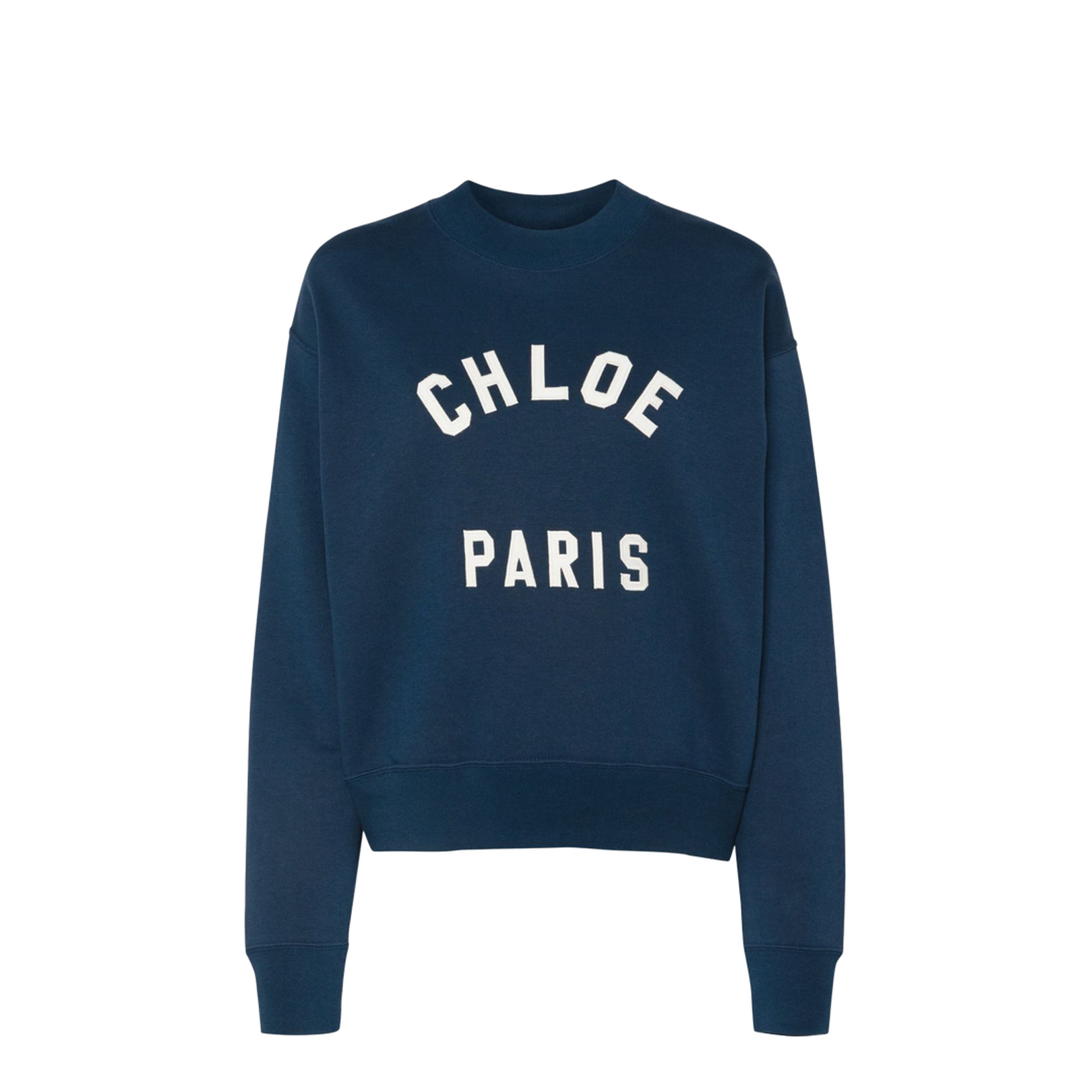 Mock-neck logo sweater in cotton fleece
