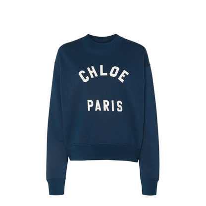 Mock-neck logo sweater in cotton fleece