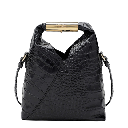 Japanese Small - Black Croc-Embossed Calf