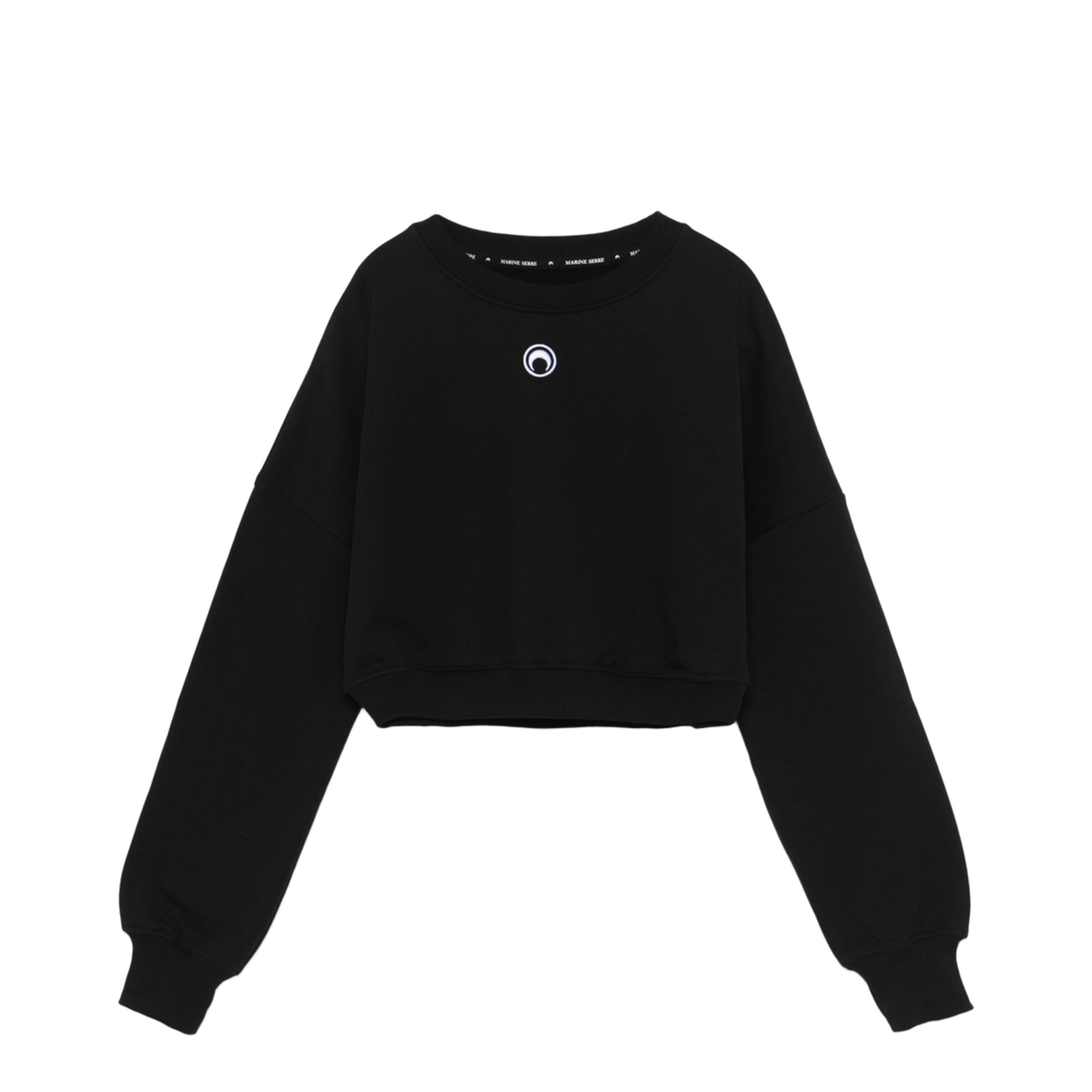 Cropped Jersey Top with Moon Embroidery