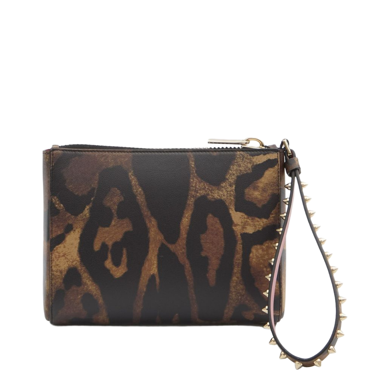 Brown Leopard Print Zip Closure Bag
