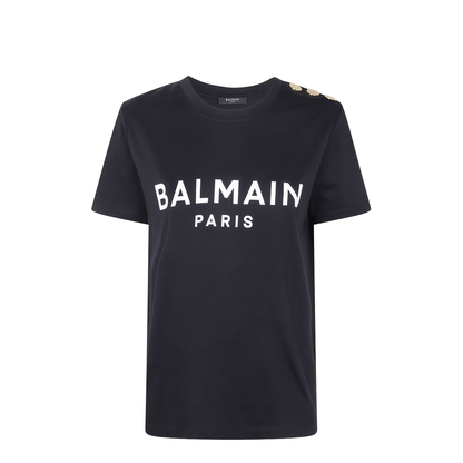 3 Buttons Printed T-Shirt Black