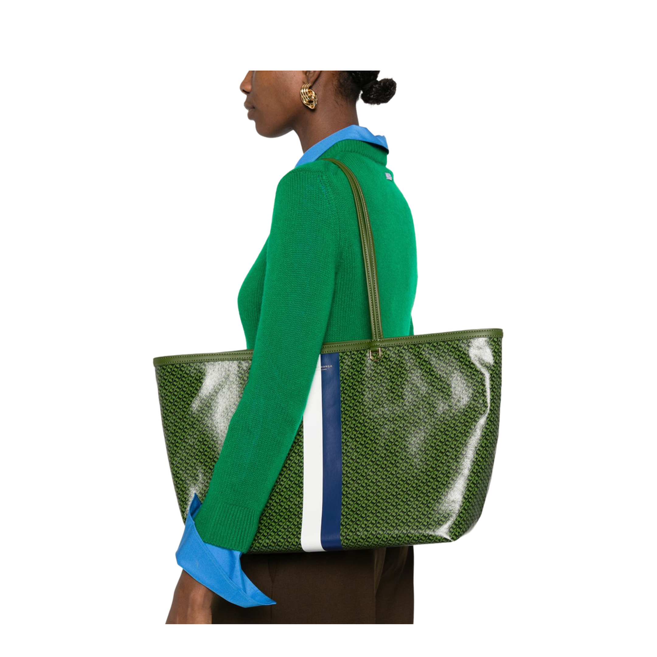 Racer Coated Canvas Tote - Green