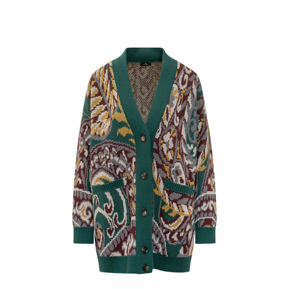 Oversized Cardigan Paisley Pattern