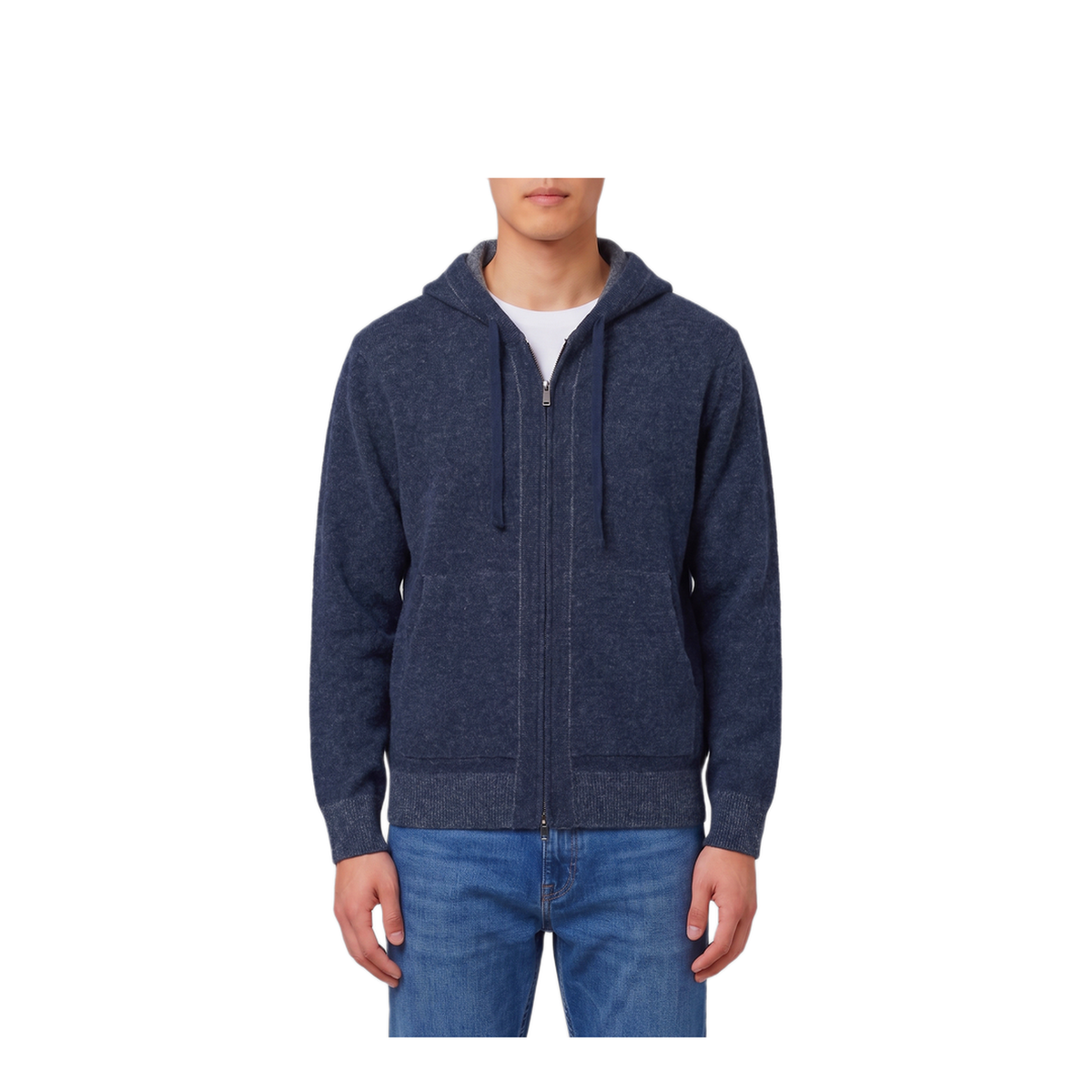 MAYFEYR - Roberto Collina - Merino Wool Zip Sweatshirt In Navy - 263MYB1510710