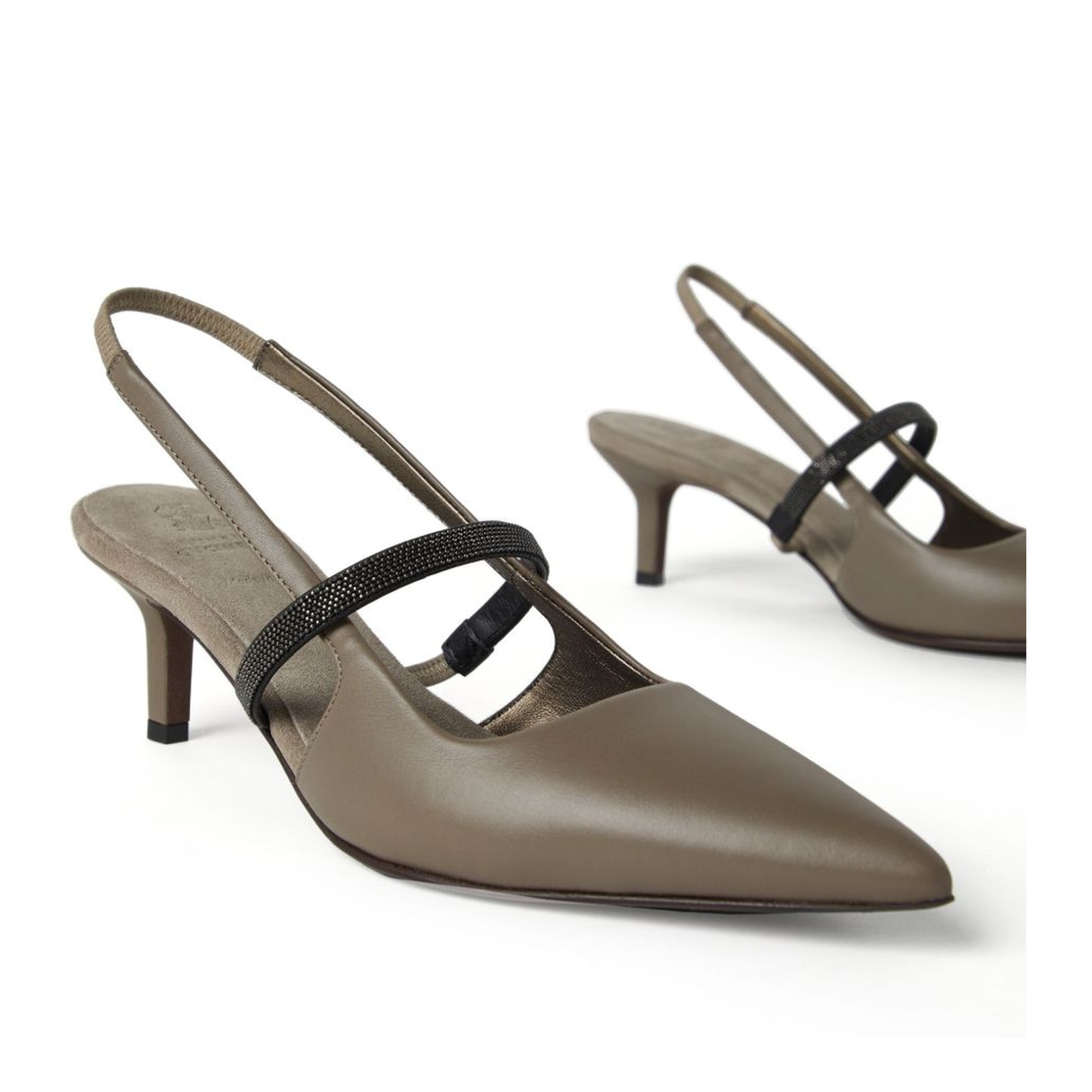 Nappa Leather City Heels with Shiny Strap