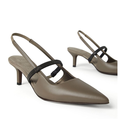 Nappa Leather City Heels with Shiny Strap