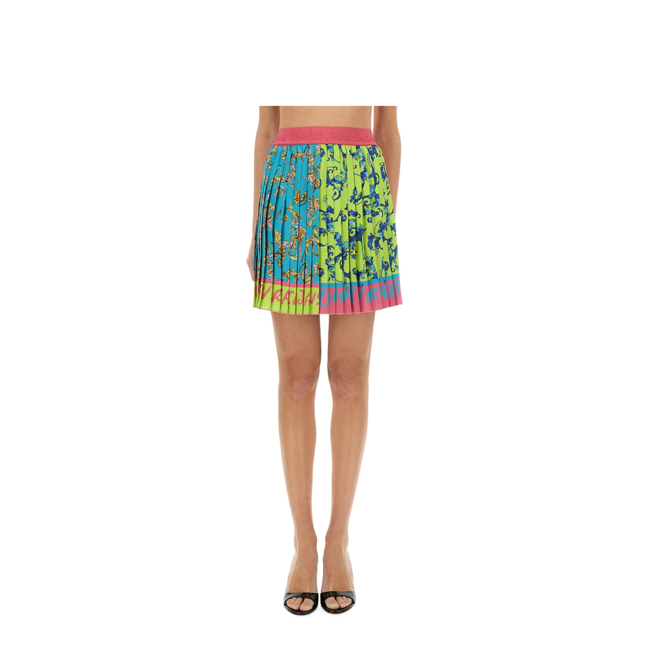 MAYFEYR - VERSACE JEANS COUTURE - Outline Baroque Mini Pleated Skirt - 78HAE8P0NS637MC3