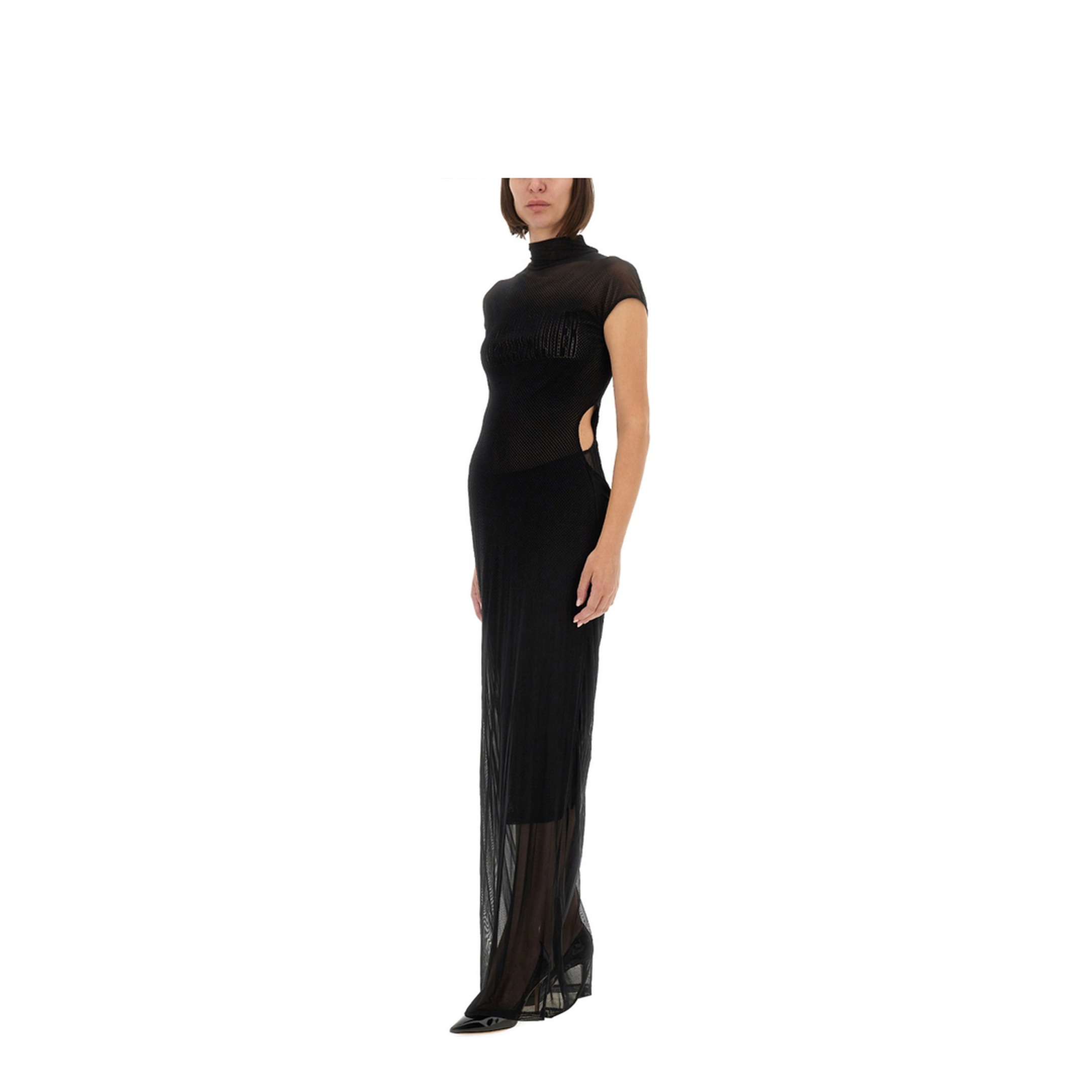 Mesh Dress with Flocked Logo