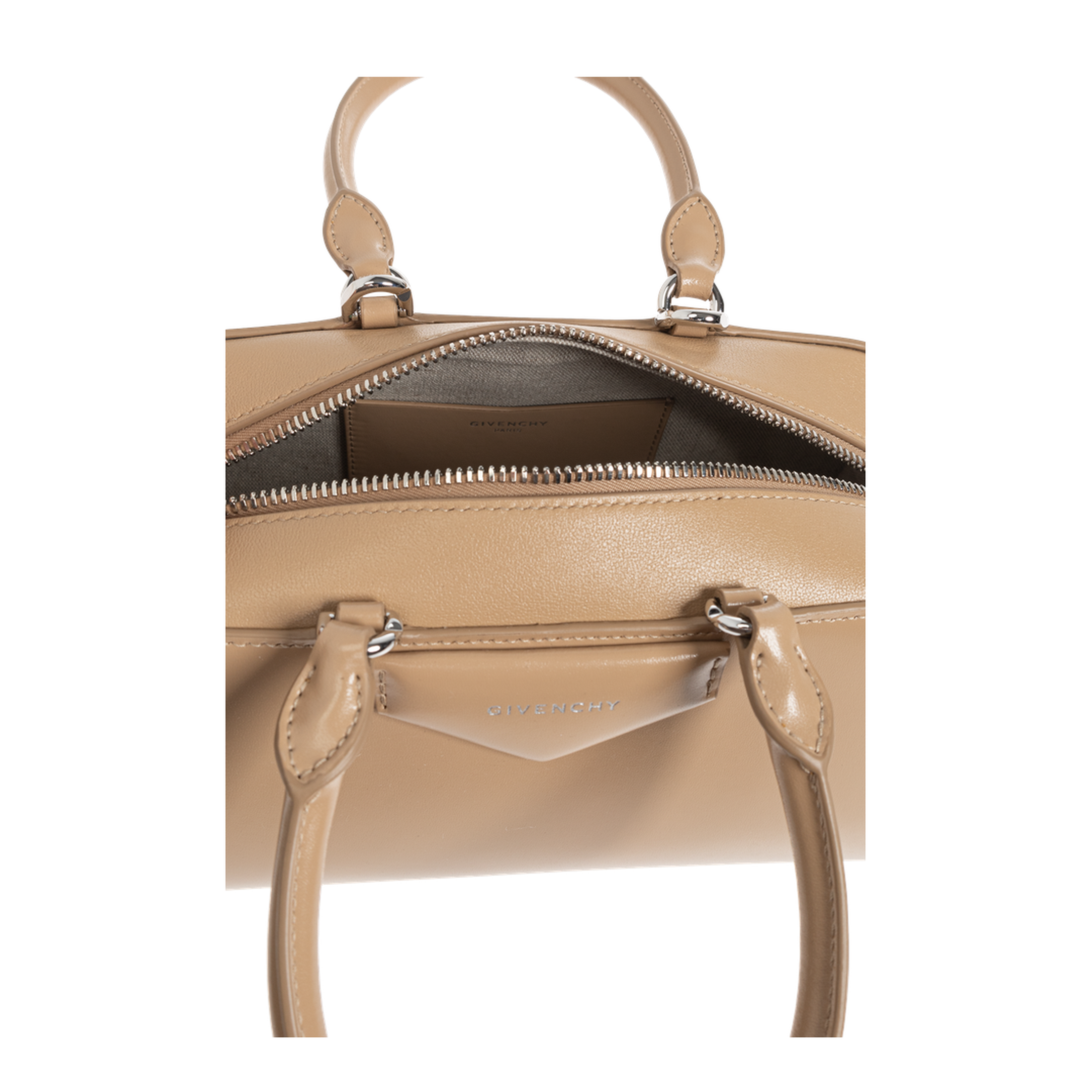Beige Leather Small Antigona East-West Handbag