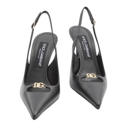 Leather Pump With Metal Dg Logo