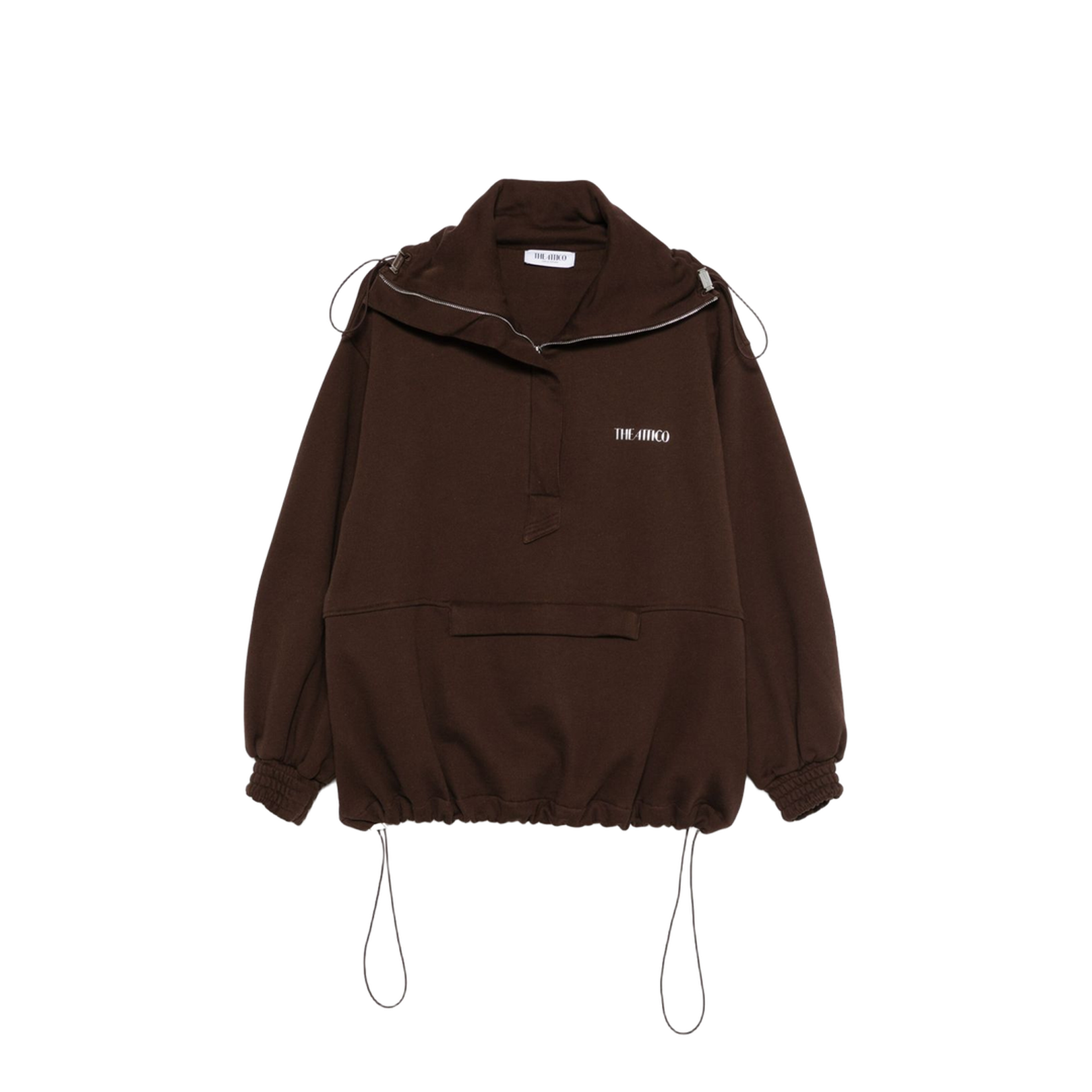 Brown Cotton Anorak Sweatshirt
