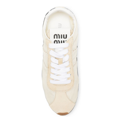 MAYFEYR - Miu Miu - Ecru Silk Finish Sneakers - 5E114ED7CF021M