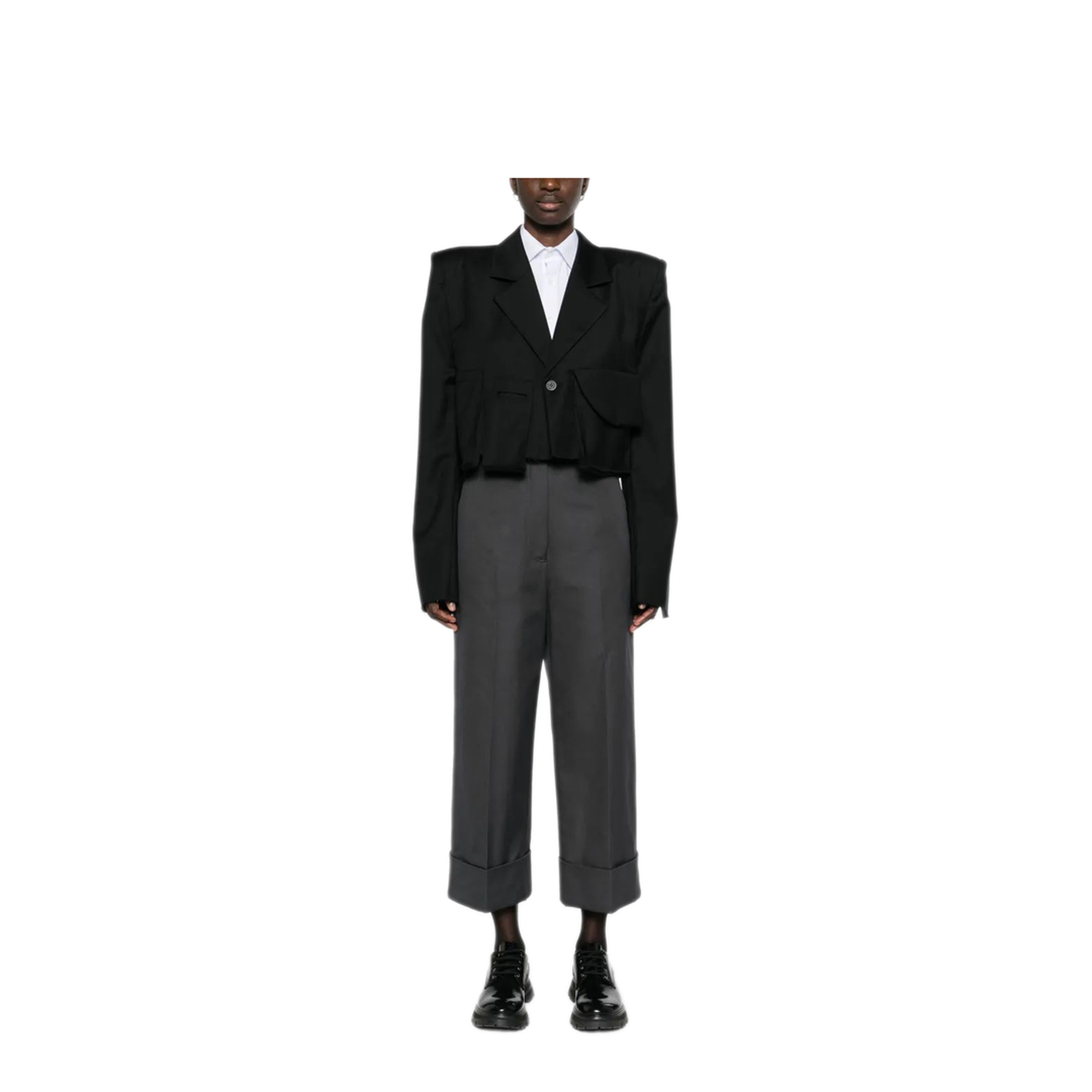MAYFEYR - Thom Browne - High Waisted Straight Leg Trouser In Organic Cotton Canvas - FTC444UF0345025