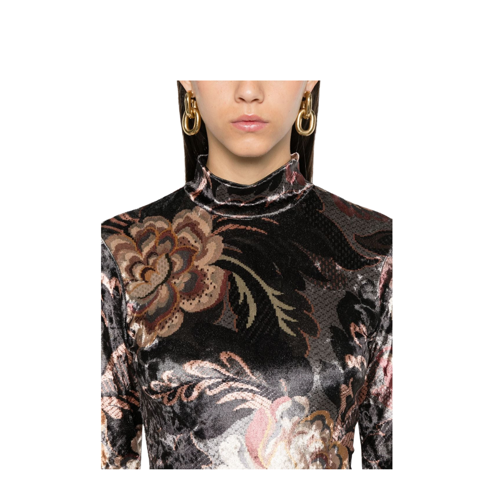 Printed High-Neck Sweater