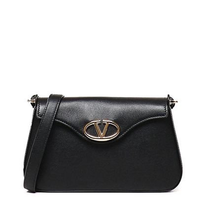 Leather V Logo Shoulder Bag